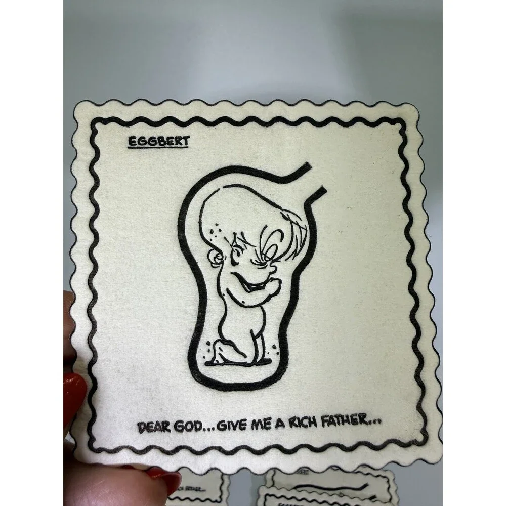 Vintage Eggbert Humorous Baby Cartoon Cocktail Napkins Set Of 15 Scalloped Edge